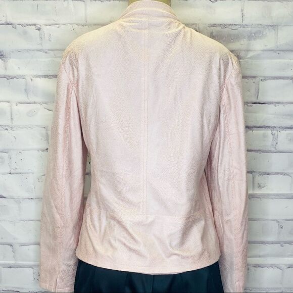 Chico’s pink open jacket ruffled snake skin print size 2 - Picture 3 of 14